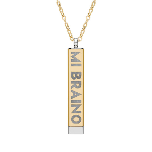 MI BRAINO / NO BUENO Hidden Message Bar Necklace