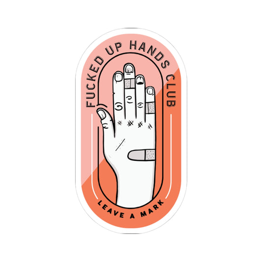 F*cked Up Hands Club Kiss-Cut Sticker —Red