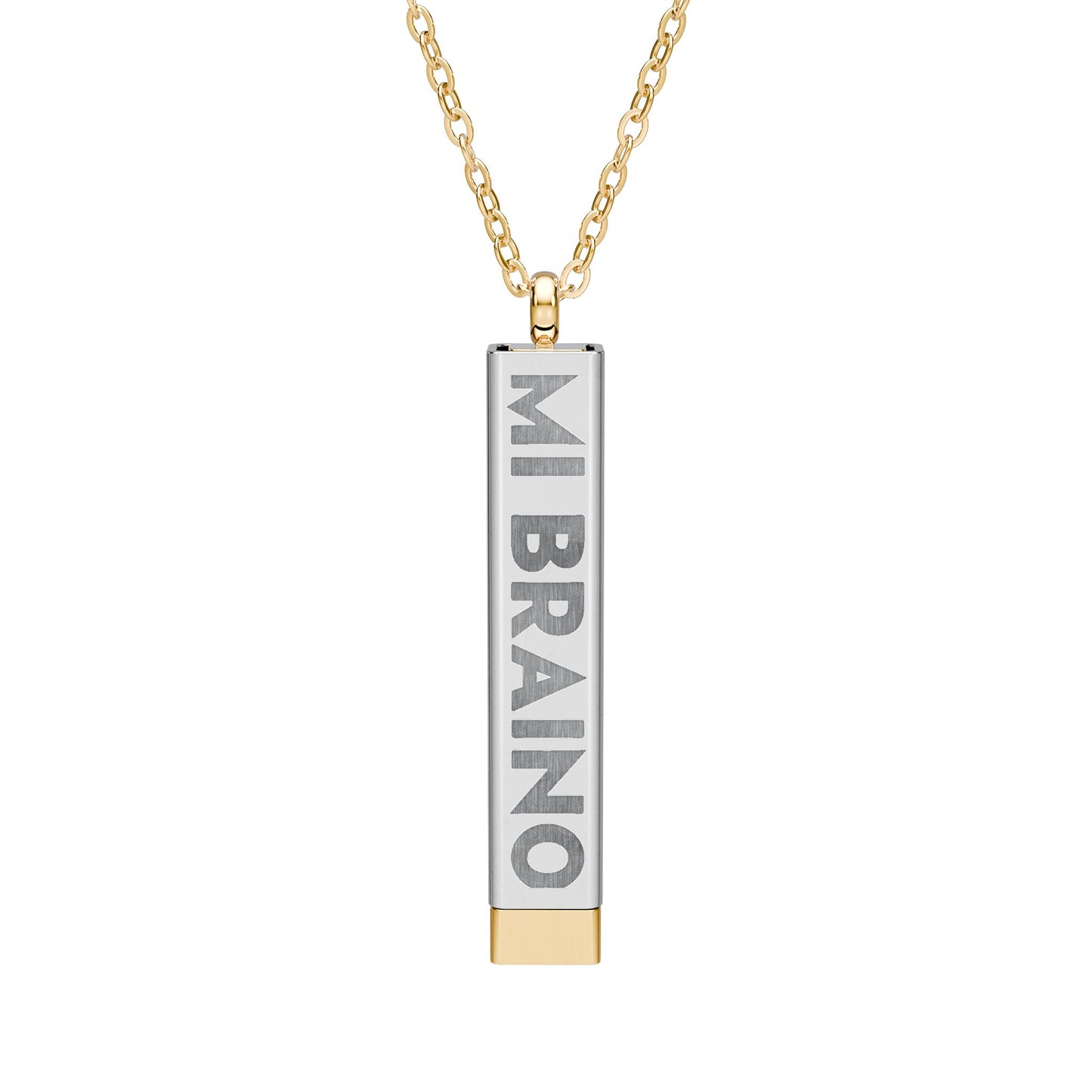MI BRAINO / NO BUENO Hidden Message Bar Necklace