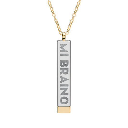 MI BRAINO / NO BUENO Hidden Message Bar Necklace