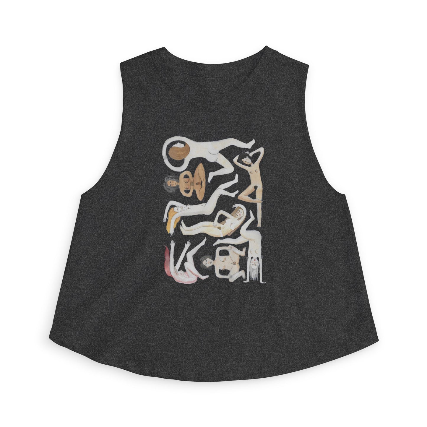 Women’s Crop Top — Abstract Gold & White Figure Art on Royal Blue
