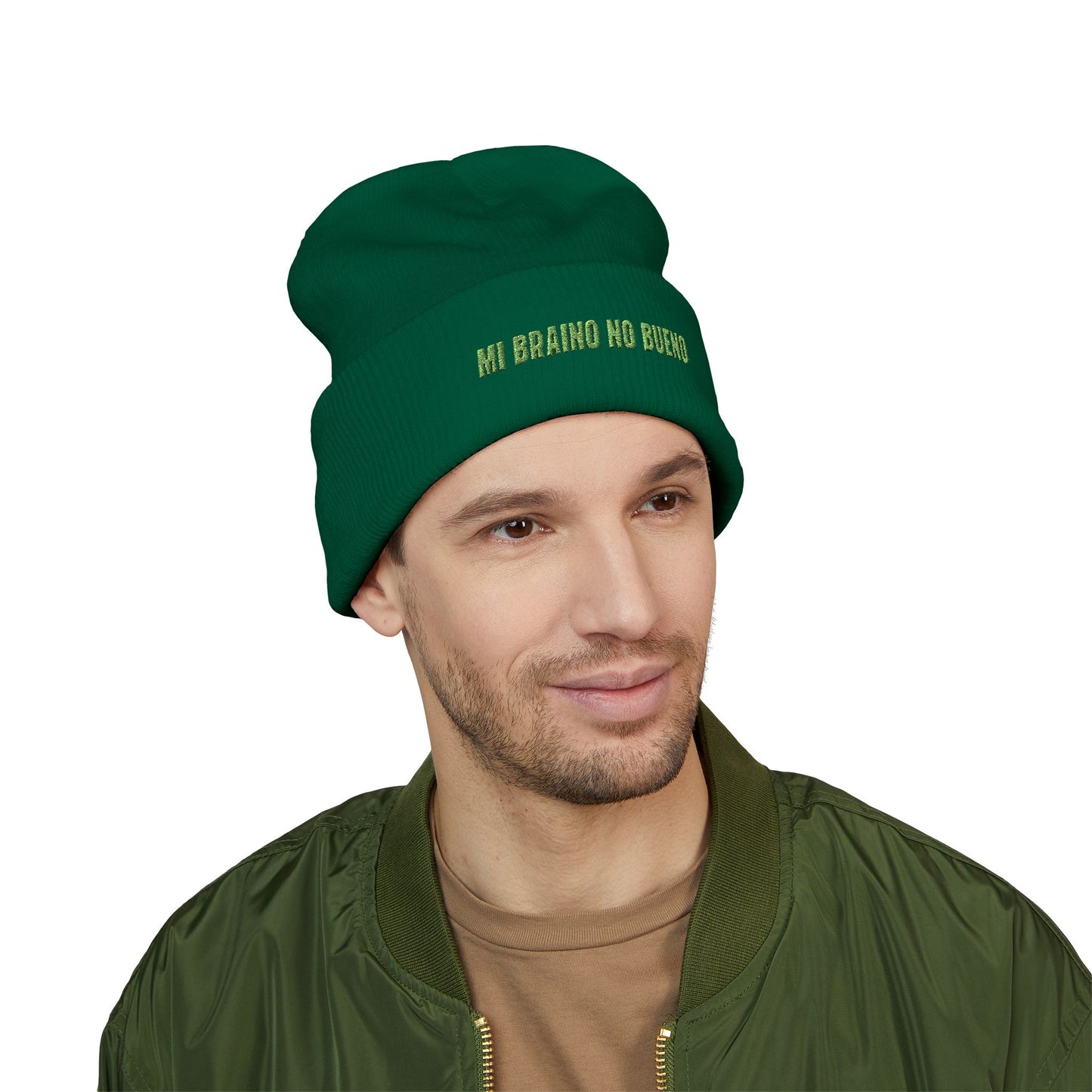 Mi Braino No Buen cuffed Embroidered Beanie