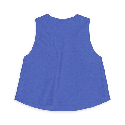 Women’s Crop Top — Abstract Gold & White Figure Art on Royal Blue