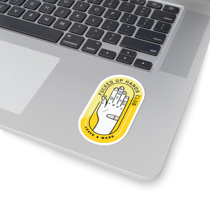 F*cked Up Hands Club Kiss-Cut Sticker —Yellow