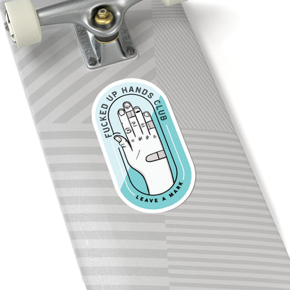 F*cked Up Hands Club Kiss-Cut Sticker —Blue