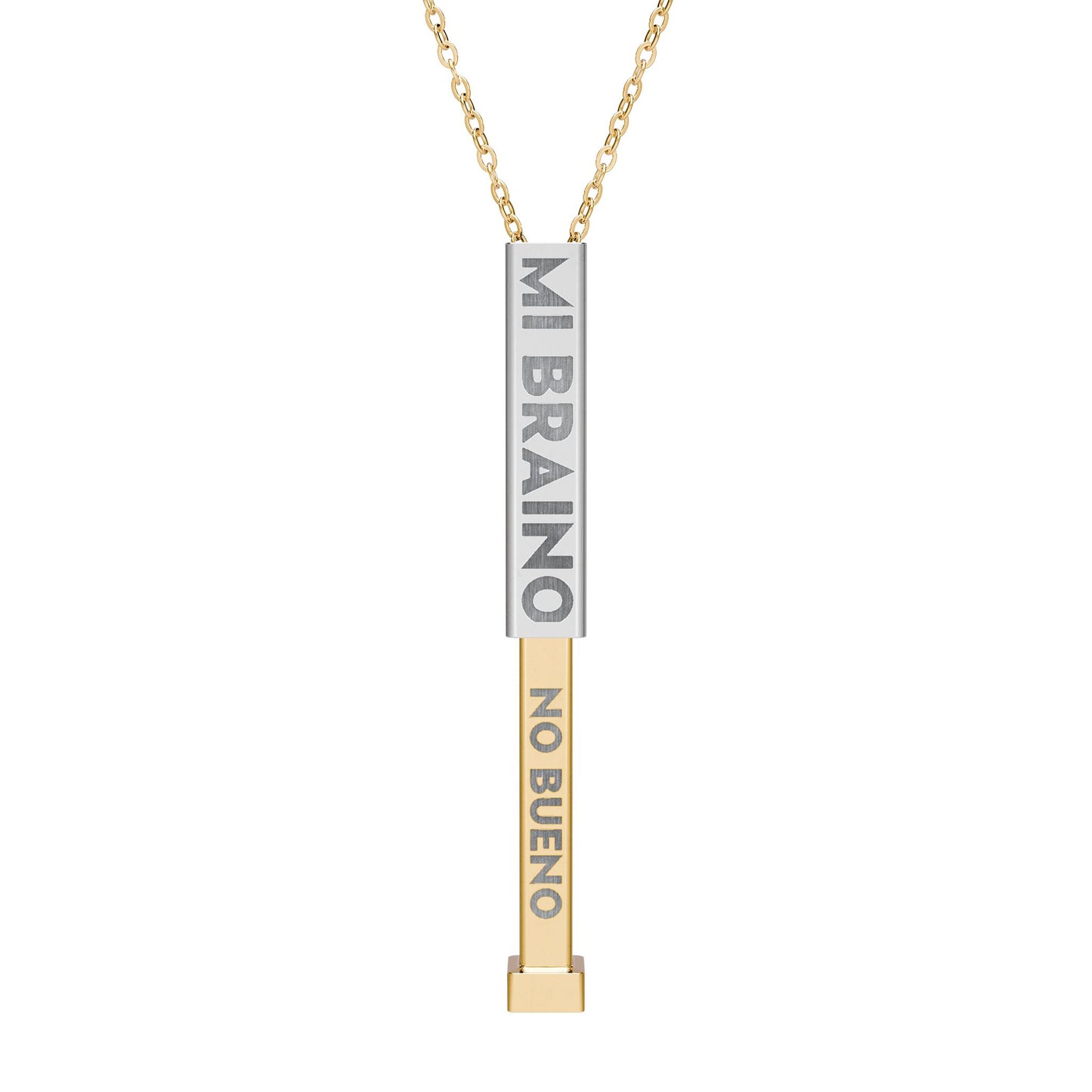 MI BRAINO / NO BUENO Hidden Message Bar Necklace