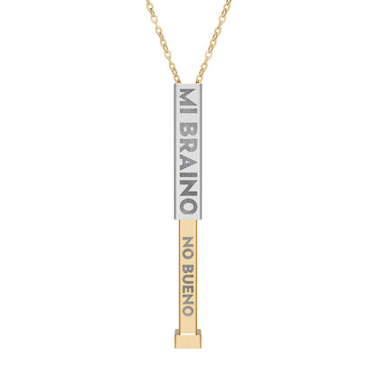 MI BRAINO / NO BUENO Hidden Message Bar Necklace