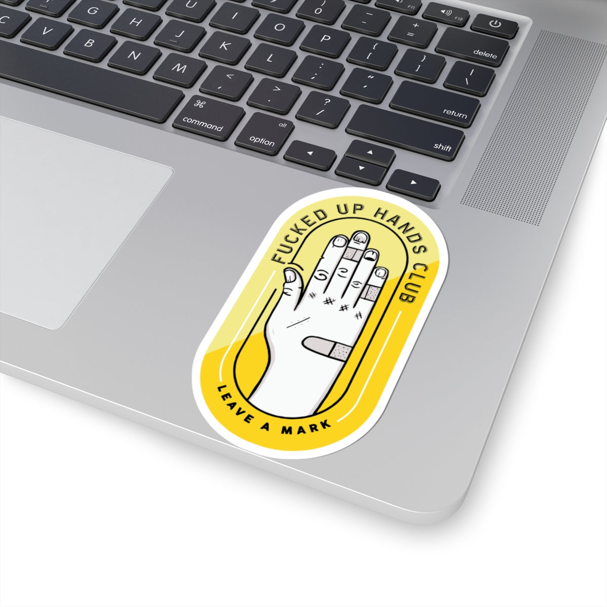 F*cked Up Hands Club Kiss-Cut Sticker —Yellow