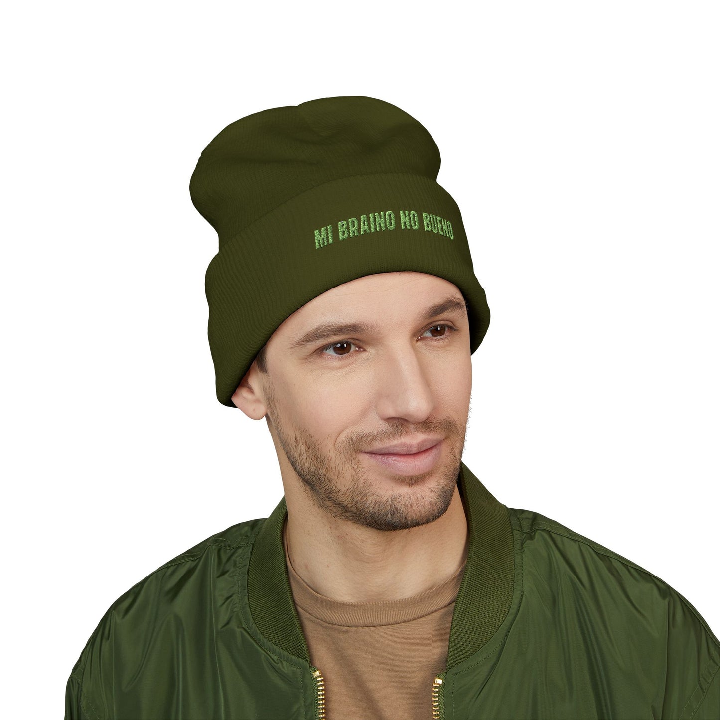 Mi Braino No Buen cuffed Embroidered Beanie