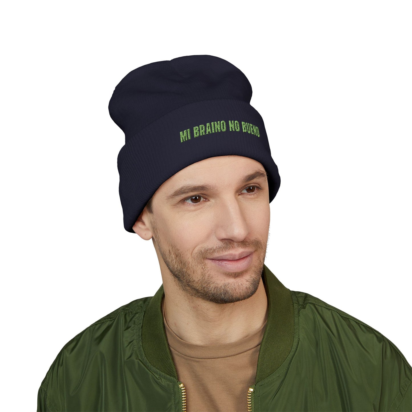 Mi Braino No Buen cuffed Embroidered Beanie