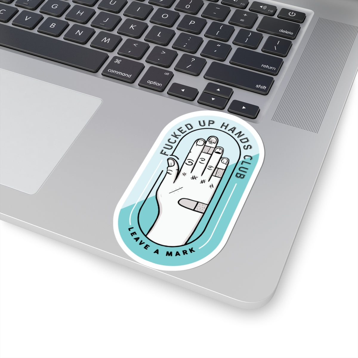 F*cked Up Hands Club Kiss-Cut Sticker —Blue
