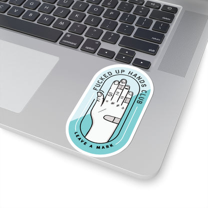 F*cked Up Hands Club Kiss-Cut Sticker —Blue