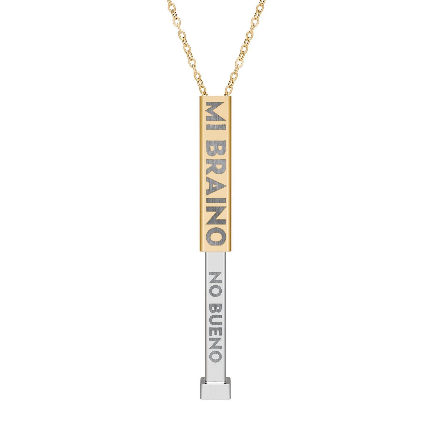 MI BRAINO / NO BUENO Hidden Message Bar Necklace