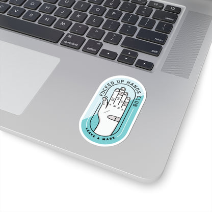 F*cked Up Hands Club Kiss-Cut Sticker —Blue